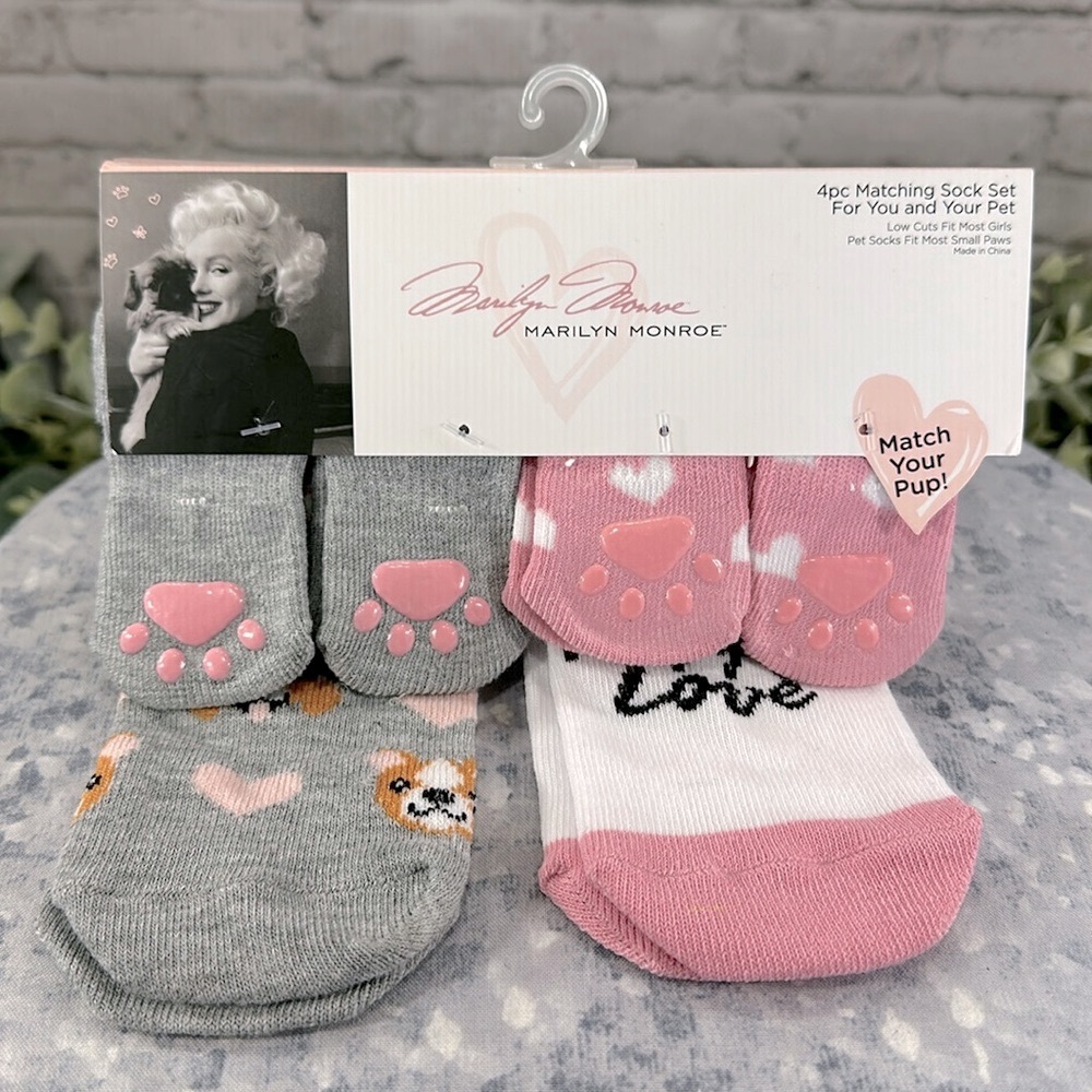 Marilyn Monroe 4 pc Matching Sock Set For You and Your Pet - Small Paws💞NWT
